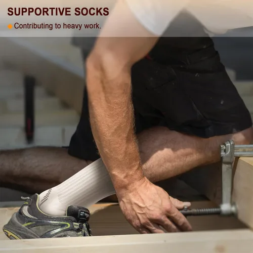 Vista 8 de BULLIANT Calcetines deportivos para hombre, calcetines deportivos de compresión acolchados para hombres, para correr al aire libre, senderismo, arco