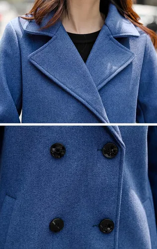 Vista 5 de chouyatou Esencial - Abrigo de lana para mujer, elegante, doble botonadura