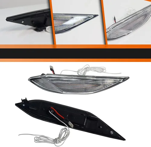 Vista 3 de ADIIL Kit de luces LED de marcador frontal frontal y blanco ámbar transparente compatible con Porsche 958 Cayenne 2011-2014, intermitente y lámparas