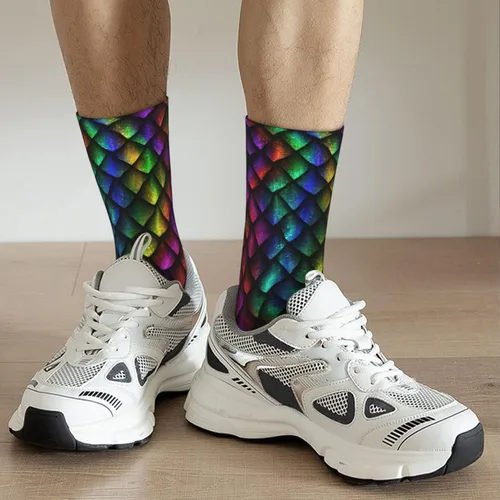 Vista 7 de LAZIRO Dragon Scale 3D - Calcetines estampados unisex con personalidad de lujo, 15.7-16.5in