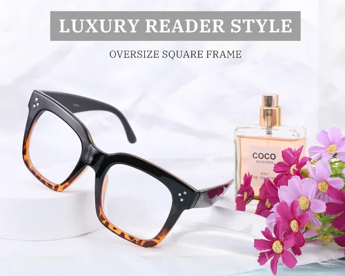 Vista 3 de FEISEDY Women Men Blue Light Blocking Glasses Frame Oversized Designer Luxury Square Eyewear B2695-FF