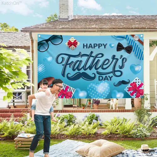Vista 9 de KatchOn Cartel de feliz día del padre, extragrande, 72 x 44 pulgadas, decoración azul del día del padre para fiesta y hogar
