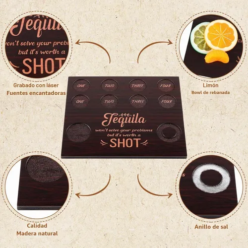 Vista 3 de Suclain Juego de vasos de chupito con 16 vasos de plástico transparente de 1 onza/1.0 fl oz, vasos de vidrio de tequila para whisky, bandeja