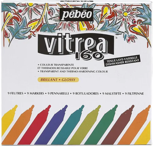 Vista 6 de Pebeo Vitrea 160 - Rotulador de Pintura Brillante para Vidrio, Tinta Negra (118088)