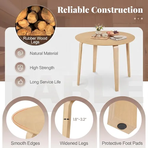 Vista 5 de GIANTEX Mesa de comedor redonda para 2-4, mesa de cocina de 37.5 pulgadas Natural