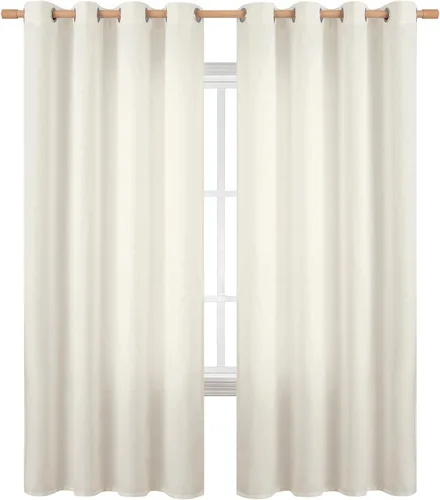 Vista 71 de BGment Cortinas de Lino Beige de 63 Pulgadas de Largo 2 Paneles - Tratamientos para Ventanas con Textura de Arpillera Filtrantes de Luz Cortinas