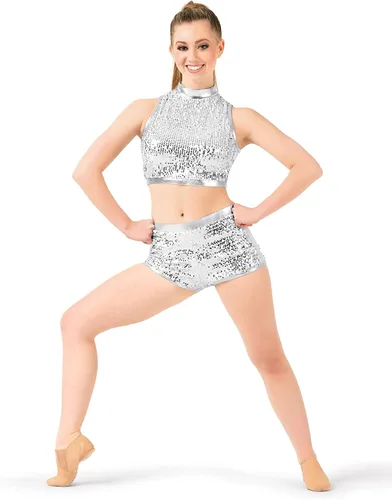 Vista 8 de Double Platinum Womens Sequin Mock Neck Crop Top