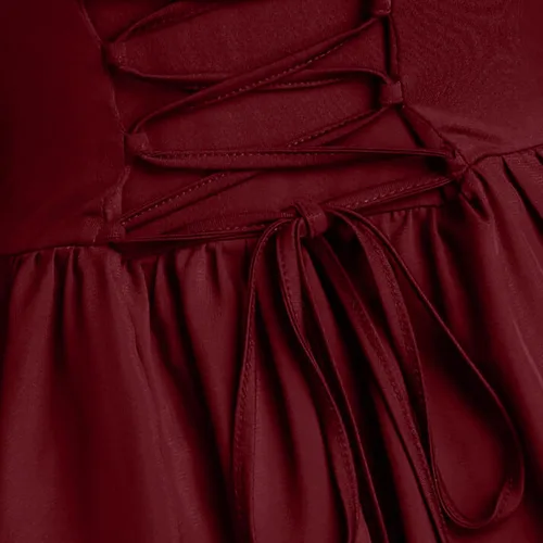 Vista 3 de Vestido renacentista para mujer, talla extragrande, vestido gótico con tirantes delgados, manga mariposa, vestido de gasa vintage