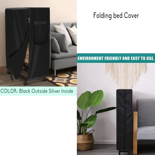 Vista 6 de Funda de almacenamiento plegable para cama, tamaño individual, color negro, cordón ajustable (33 pulgadas)