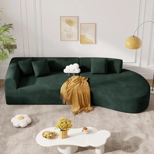 Vista 13 de Sofá modular modular de 126 pulgadas, moderno sofá curvado de nube con asiento profundo, sofás tapizados de gran tamaño para sala de estar, no Beige