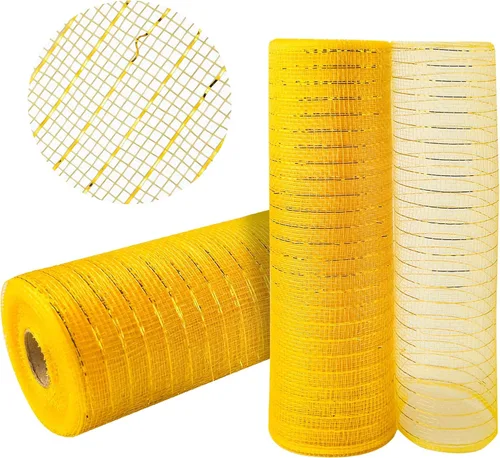 Vista 19 de 2 rollos de cinta de malla verde manzana decorativa de 10 pulgadas x 30 pies, rollos de malla de poli verde lima para suministros de corona DIY