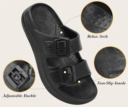 Vista 5 de ONCAI Womens Recovery Sandals with Arch Support Plantar Fasciitis Orthotic Adjustable Buckle Open Toe Thick Cushion Outdoor Girls Sport Slides