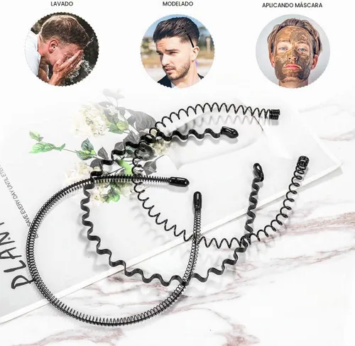 Vista 8 de Banda de metal para el cabello para hombres, diademas onduladas