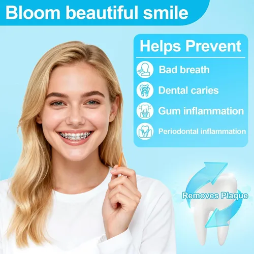 Vista 5 de RAINFLOW 100 cepillos interdentales para aparatos ortopédicos, púas de hilo dental Púas de cepillo dental interproximal desechables para limpieza