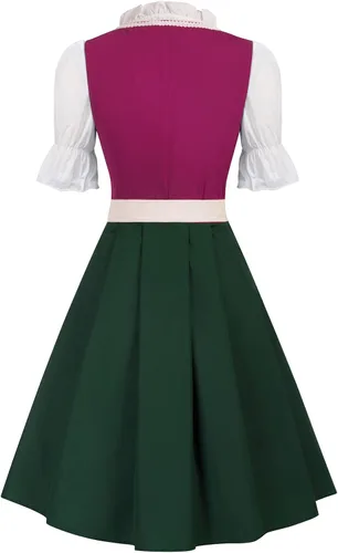 Vista 4 de JASAMBAC - Disfraz de Dirndl alemán para mujer, 3 piezas para Oktoberfest Carnaval