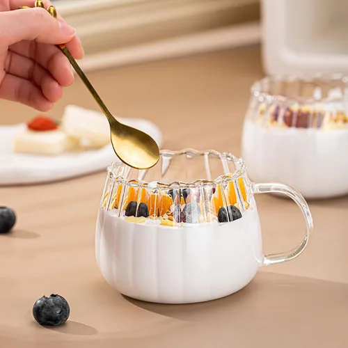 Vista 6 de NUOBESTY 2 tazas de cristal de la calabaza de la taza transparente de la forma de la calabaza tazas taza de café claro beber taza con la manija taza