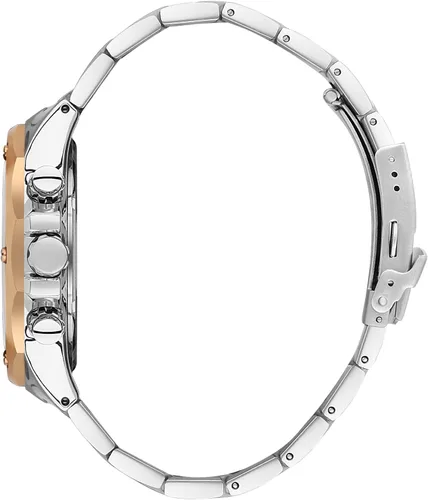 Vista 3 de Reloj analógico para hombre de 1.772 in, correa de acero inoxidable, multifunción, doble hora 12H24H, díafecha