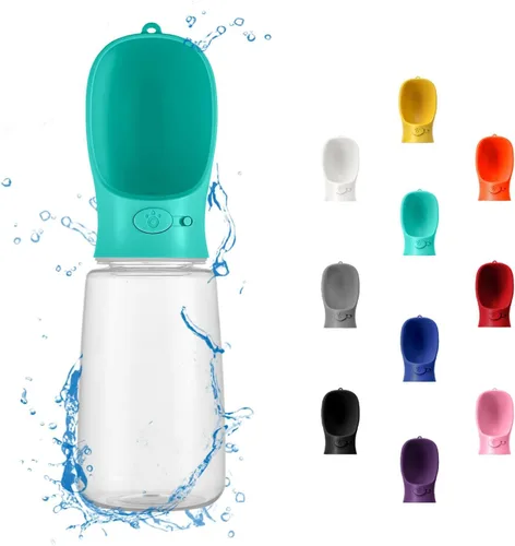Vista 31 de WePet Botella de agua portátil para perros, 12 onzas, dispensador de agua para cachorros a prueba de fugas con alimentador de bebida para mascotas