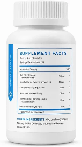 Vista 2 de Complejo NMN 500mg por porción, 60 cápsulas