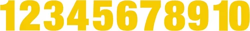 Vista 2 de Calcomanías de vinilo amarillo reflectantes con números del 1 al 10 (1 de cada número, 10 números en total), elige entre tamaños de 1 pulgada a 10