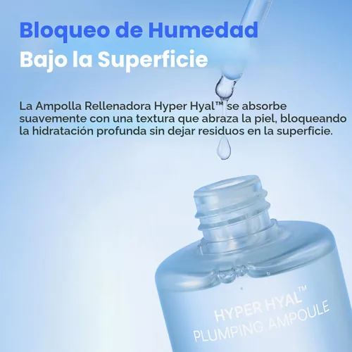 Vista 2 de re:nk Hyper Hyal Plumping Ampolla - Suero facial hidratante con ácido hialurónico, pantenol y alantoína, mejora el brillo de la piel y el cuidado