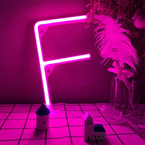 Vista 24 de Letras de neón rosadas, letreros LED que funcionan con pilas, luces LED del alfabeto, letrero de marquesina, letras decorativas de marquesina, luces