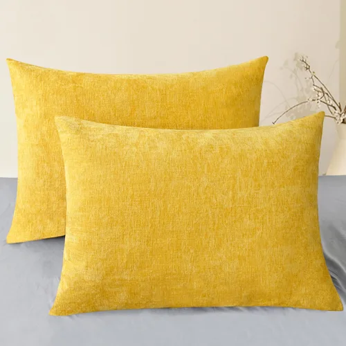 Vista 65 de CaliTime - Paquete de 2 fundas de almohada acogedoras para sofá, decoración del hogar, felpilla suave teñida sólida, 16 x 16 pulgadas, marrón Marrón