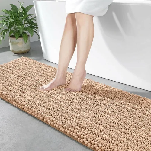 Vista 14 de Disolla Alfombra de baño pequeña, antideslizante, lavable, color beige, 17 x 24 pulgadas, súper absorbente, suave, alfombra de baño de felpilla