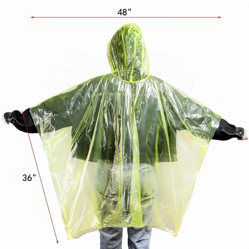 Vista 2 de Cididu Paquete de 20 ponchos de lluvia desechables para adultos, impermeables de emergencia de plástico transparente con capucha, ponchos de lluvia