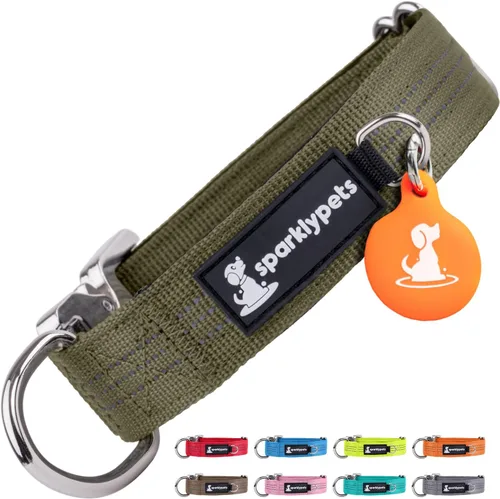 Vista 18 de Collar de perro extra pequeño con hebilla cromada de liberación rápida y soporte AirTag – Collares de razas pequeñas de primera calidad con rayas
