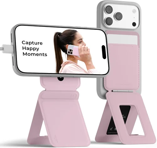 Vista 46 de MOFT MOVAS - Cartera de trípode para iPhone, múltiples ángulos, soporte de teléfono ligero y portátil, cartera magnética de cuero vegano MOVAS