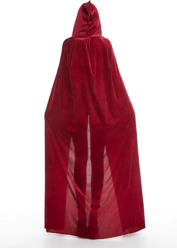 Vista 7 de Capa de disfraz unisex de Halloween para adultos, capa de vampiro con capucha de terciopelo para mujeres y hombres, vestido de fiesta de disfraces