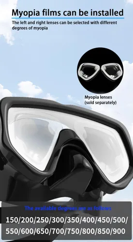 Vista 8 de Equipo de esnórquel para adultos, juego de esnórquel seco máscara de buceo, vista panorámica de 180°, equipo de esnórquel profesional, máscara