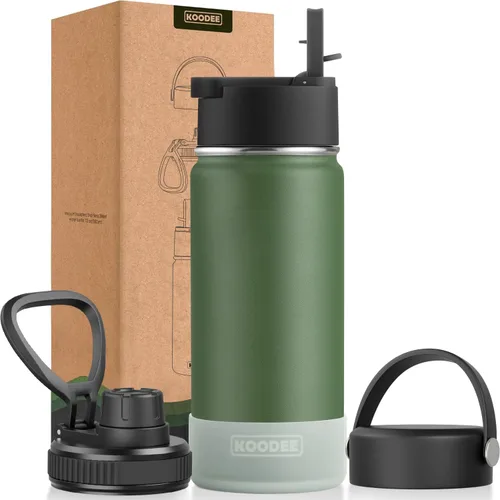Vista 18 de koodee Botella de agua para niños, botella de agua de acero inoxidable de 12 onzas con aislamiento al vacío para la escuela, botella de agua de boca