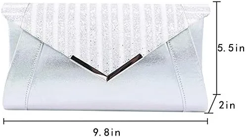 Vista 2 de Queena Bolso de mano de noche con purpurina brillante para mujer, bolso de cadena para boda, fiesta de graduación, regalo para mamá, esposa, novia