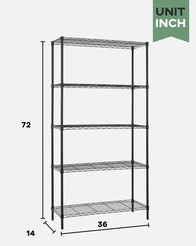 Vista 3 de FDW Estantería de alambre ajustable de 14 pulgadas de profundidad x 36 pulgadas de ancho x 72 pulgadas de alto, estante de metal ajustable, estantes