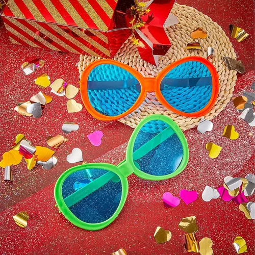 Vista 6 de 2 lentes de sol gigantes de payaso divertidos accesorios de sol de fiesta para adultos, plástico novedoso para festivales y vacaciones