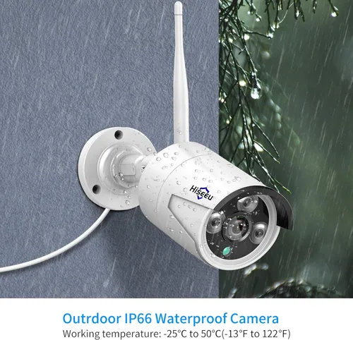 Vista 3 de Hiseeu Cámara de seguridad inalámbrica para exteriores de 3 MP, lente impermeable para interiores y exteriores, lente de 0.142 in, visión diurna