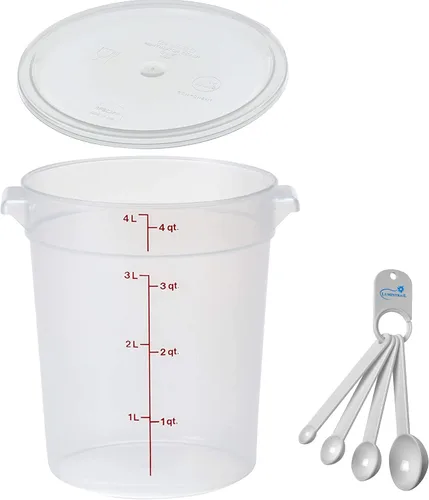 Vista 12 de Lumintrail Cambro recipiente redondo de almacenamiento de alimentos de 2 cuartos de galón, translúcido, con tapa translúcida, paquete con juego