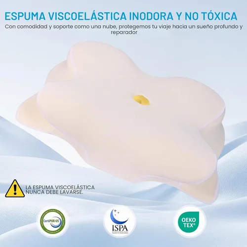Vista 5 de Almohada cervical para aliviar el dolor de cuello, almohadas de espuma viscoelástica de contorno, almohada ortopédica ajustable con funda