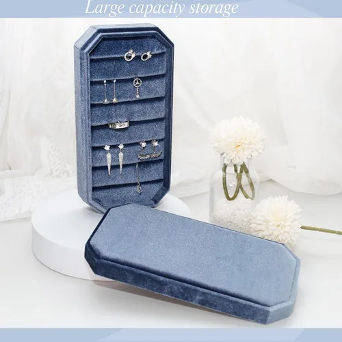 Vista 2 de HCJEBX - Joyero portátil de terciopelo, organizador multifunción para joyas, soporte para aretes, caja de joyería de viaje, regalo adecuado