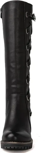 Vista 4 de GLOBALWIN Botas de moda con cordones en la espalda para mujer, altura hasta la rodilla, para otoño e invierno 22yy08 Negro