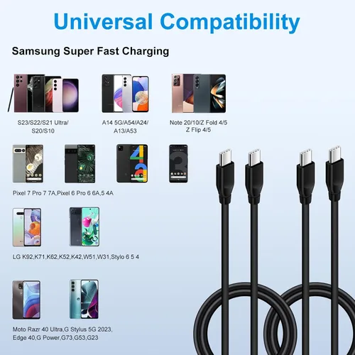 Vista 7 de Cable de carga C de 9 pies para Samsung S25 Cable de carga rápida para Galaxy A16 A15 A14 5G A54 A24 A53 A13 5G A23 A34 A03S S24 S23 S22 S21 S20 S10