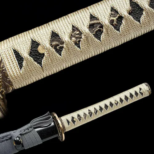 Vista 8 de Espada Katana samurái japonesa de 41 pulgadas, hecha a mano, hecha a mano, color gris