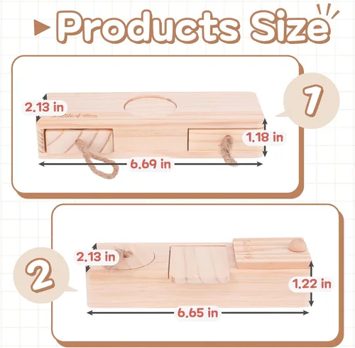 Vista 6 de SoulThink® Juguetes interactivos de conejillo de indias – Juguetes de ratas de madera para ratas de mascotas, actividad de enriquecimiento