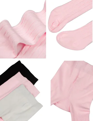 Vista 6 de WEWINK PLUS Mallas de algodón para bebé niña de punto trenzado sin costuras 3 a 4
