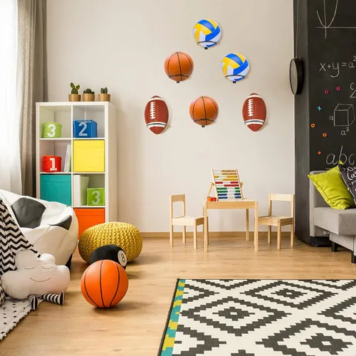 Vista 4 de Threan Soporte de pared universal para pelotas de baloncesto, exhibidor de almacenamiento de metal, color negro, para baloncesto, fútbol, espacio