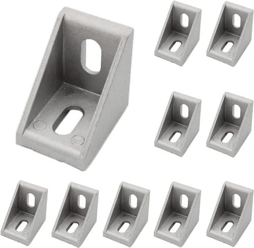 Vista 16 de Paquete de 10 soportes de esquina de perfil de aluminio, cierre de junta de ángulo recto en forma de L, conector para perfil de extrusión