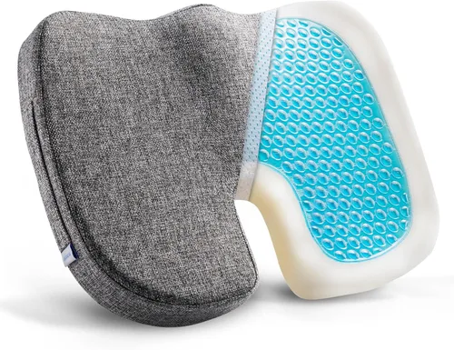 Vista 7 de Cojín de asiento para sentarse de forma prolongada, cojín de espuma viscoelástica de gel refrescante, espalda, ciática, coxis, alivio del dolor