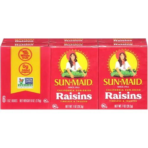 Vista 2 de Sun-Maid Pasas sin semillas, aperitivos para llevar, 1 oz, 6 unidades, paquete de 3, (18 paquetes en total)